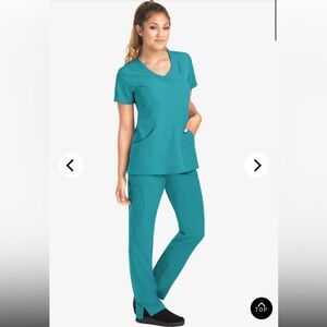 Skechers by Barco Teal Scrubs Top and Bottom SET